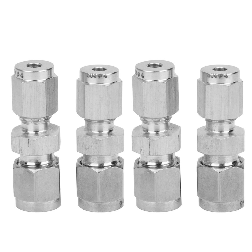 4Pcs Compression Tube Fitting Stainless Steel DoubleFerrule Converter Adapter(Ф4/Ф6 )