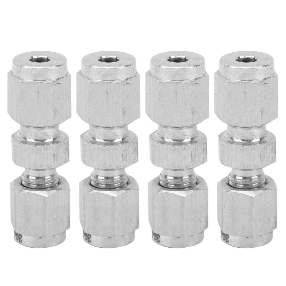 4Pcs Compression Tube Adapter 304 Stainless Steel DoubleFerrule Straight Reducer Union(Ф3/Ф4 )