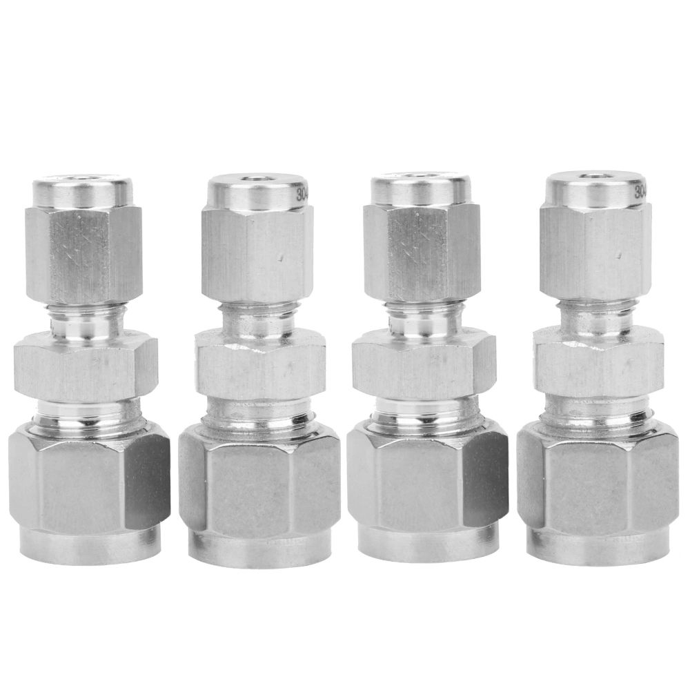 4Pcs Compression Tube Fitting Stainless Steel DoubleFerrule Converter Adapter(Ф4/Ф8 )