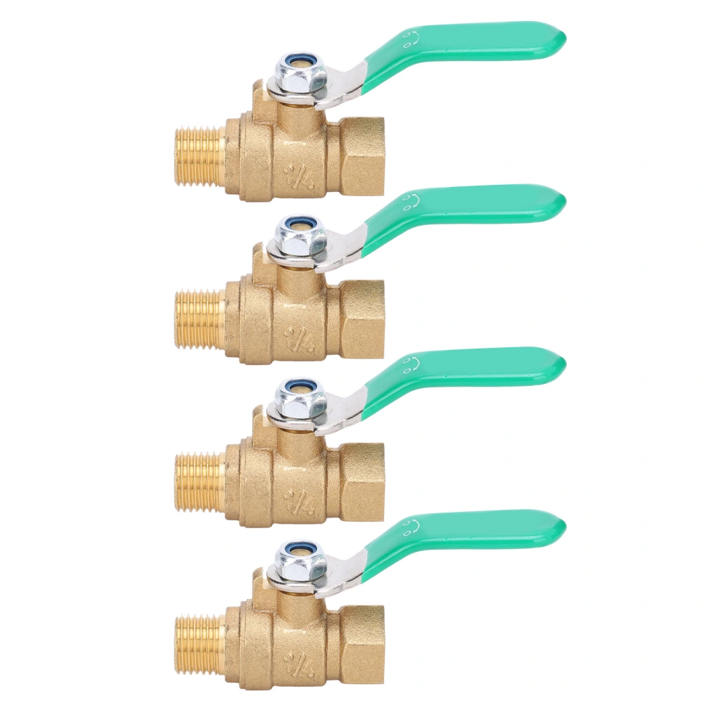 4pcs Brass Ball Valve G1/4in 1 Female 1 Male Thread Drain Shut Off Switch Plumbing Fitting