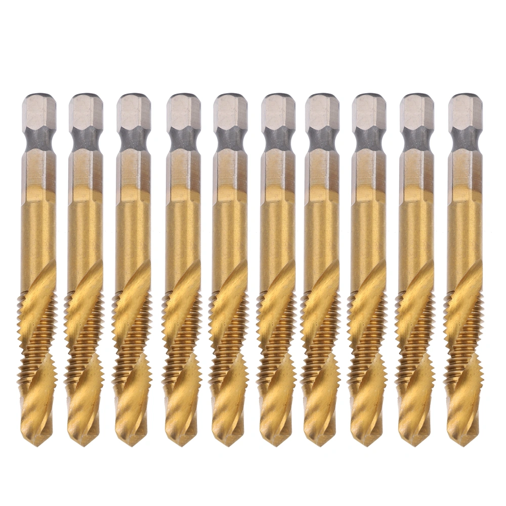 10pcs M8 HSS Screw Tap Kit High Speed Steel 6.8mm Drill Bits Hex Shank Tapping Tools