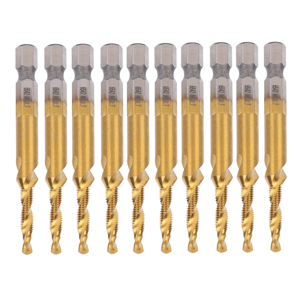 10pcs M4 HSS Screw Tap Kit High Speed Steel 3.3mm Drill Bits Hex Shank Tapping Tools