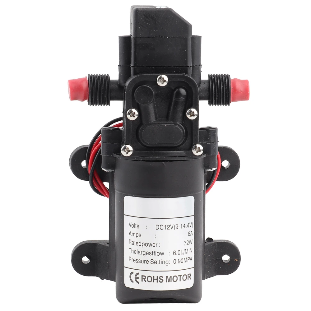 Diaphragm Water Pump Mini 2‑Way Thread Right Outlet 6.0L/MIN 0.9MPA G1/2in 72W 12V