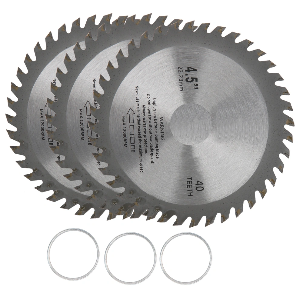 3PCS 4.5in Hard Alloy 40 Teeth Circular Saw BladesCutting Disc for Woodworking Supplies