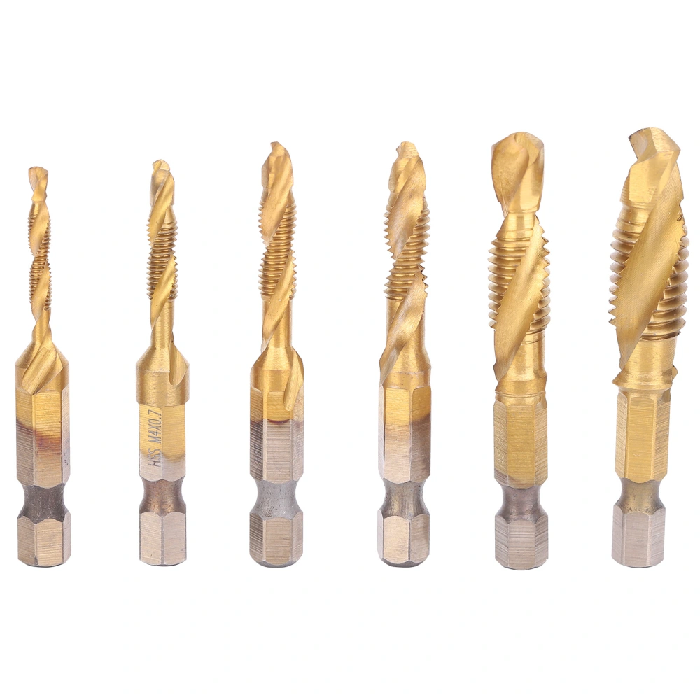 6pcs Screw Tap Drill Bits Kit 6542 High Speed Steel M10 M8 M6 M5 M4 M3 Tapping ToolsShort Type