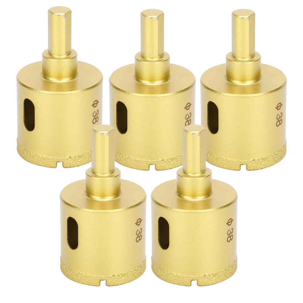 5Pcs Diamond Brazing Drill Bit Hole Saw Drilling Opener for Marble Concrete Glass Ceramic 38mm