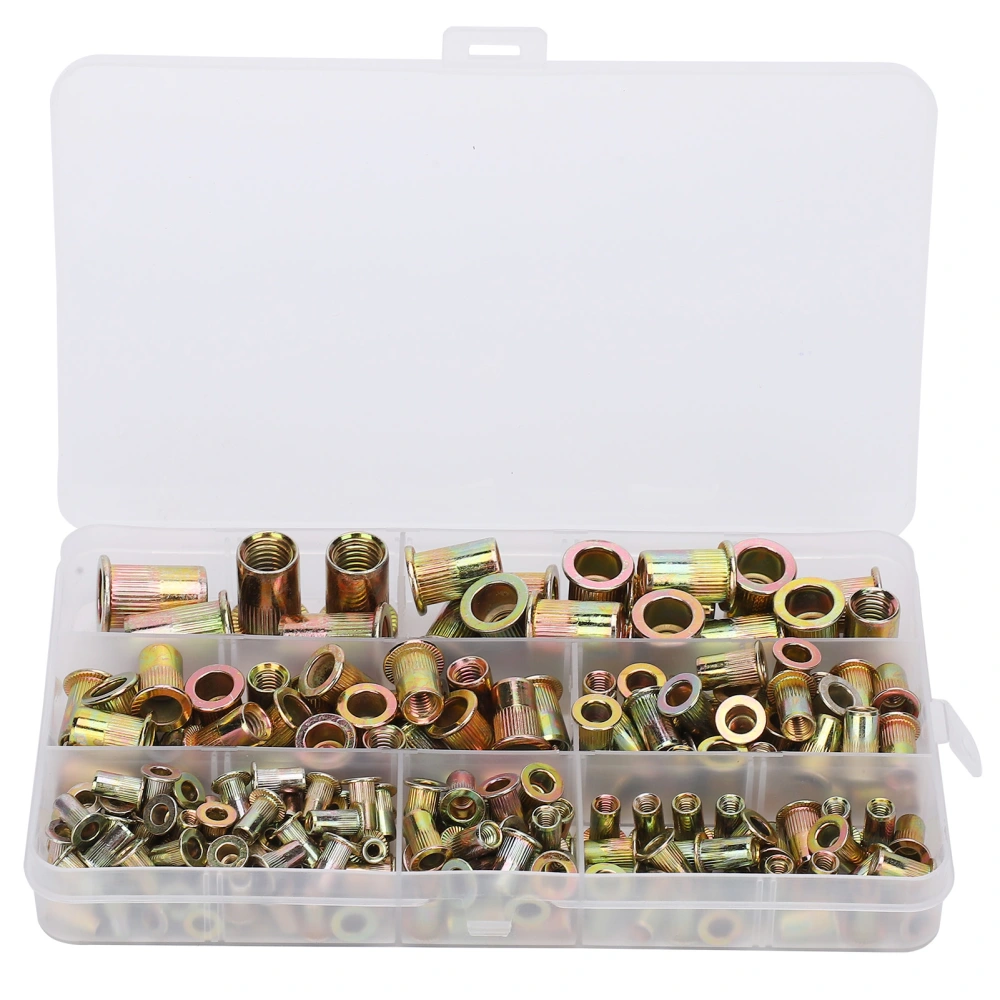 200Pcs for Metric Flattop Vertical Grain Pull Riveting Nut M3‑M10 Galvanized Rivet Nut Set