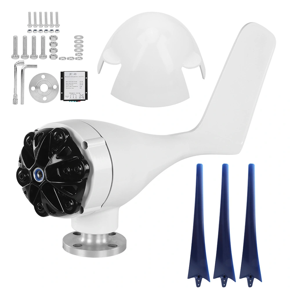 200W Wind Turbines Generator Kit 3 Blade Aerogenerator with Controller AccessoryBlue 48V