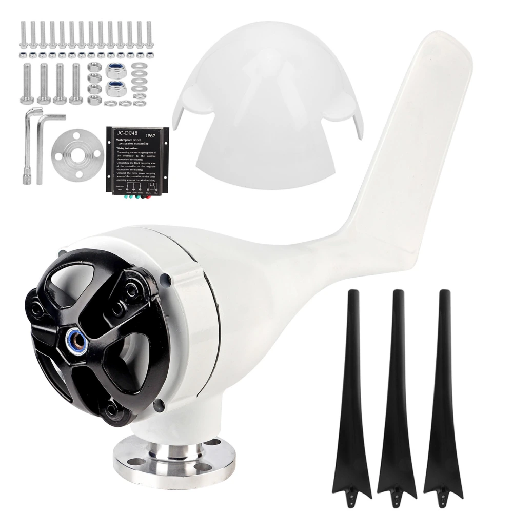 300W Wind Turbines Generator Kit 3 Blade Aerogenerator with Controller Accessory Black 48V