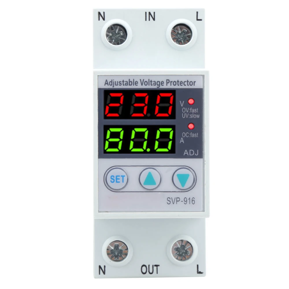 SVP‑916 100‑130VAC Adjustable Over and Under Voltage Protector Delay Reset Protector40A