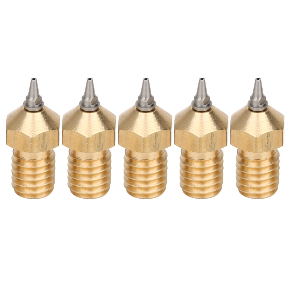 5Pcs 3D Printer Nozzle Set Brass with Stainless Steel Tips Removable Accessories0.5mm