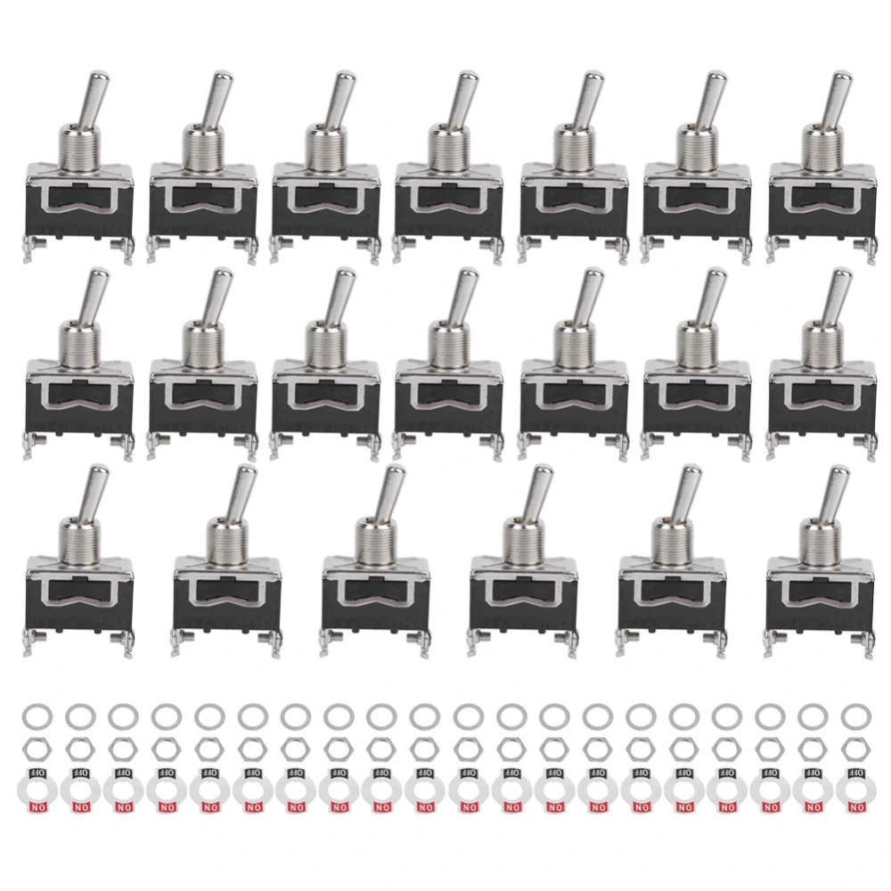 20pcs BERM LED Light Rocker Toggle Switch On&#8209;Off 2 Gears 2Pin 15A 250VAC BEM1021