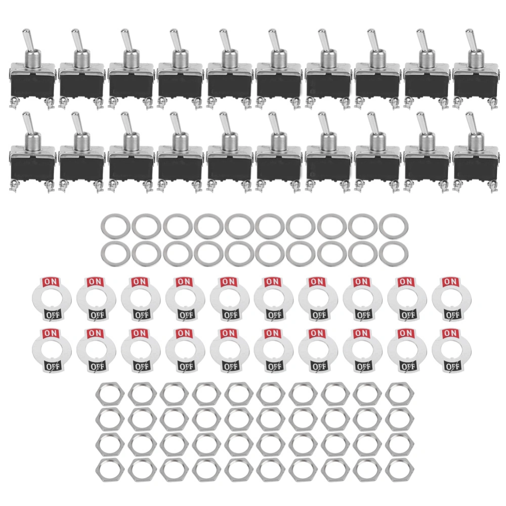 20Pcs BERM Toggle Switch LED Light Rocker Button 4 Pins 2 Level On/Off 15A 250VAC BEM‑1221