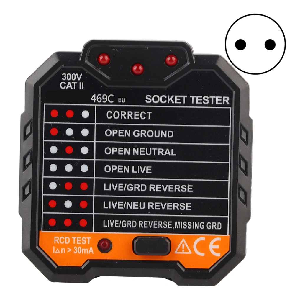 Portable Digital Display Electric Mains Fault Checker Socket Tester 48‑ 45‑65Hz