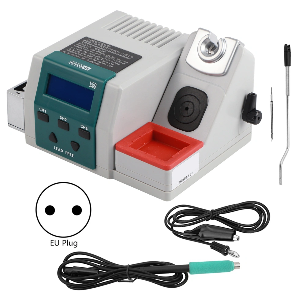 Soldering Station 2s Rapid Heating Accurate Temperature Control 3 Storage Channel T26 120WEU Plug 220V(Including Thin Pointed Elbow Tip)