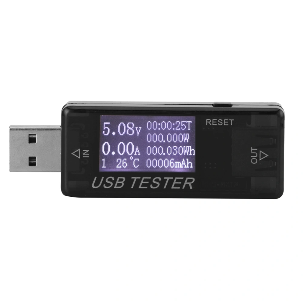 Tester Digital USB Voltage Current Meter Voltmeter 8 In 1 Detector 0‑5A 0‑150W 4‑30VBlack