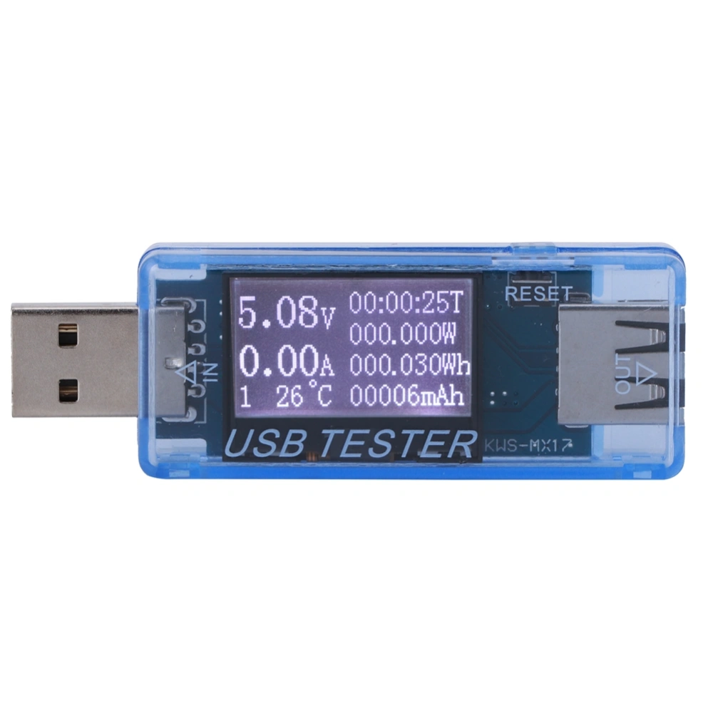 Tester Digital USB Voltage Current Meter Voltmeter 8 In 1 Detector 0‑5A 0‑150W 4‑30VBlue