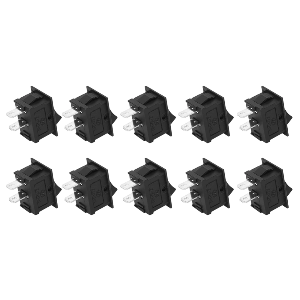 10PCs 2&#8209;Pin Switch Rocker On Off 2&#8209;Position Plastic Industrial Accessories Black KCD1&#8209;101