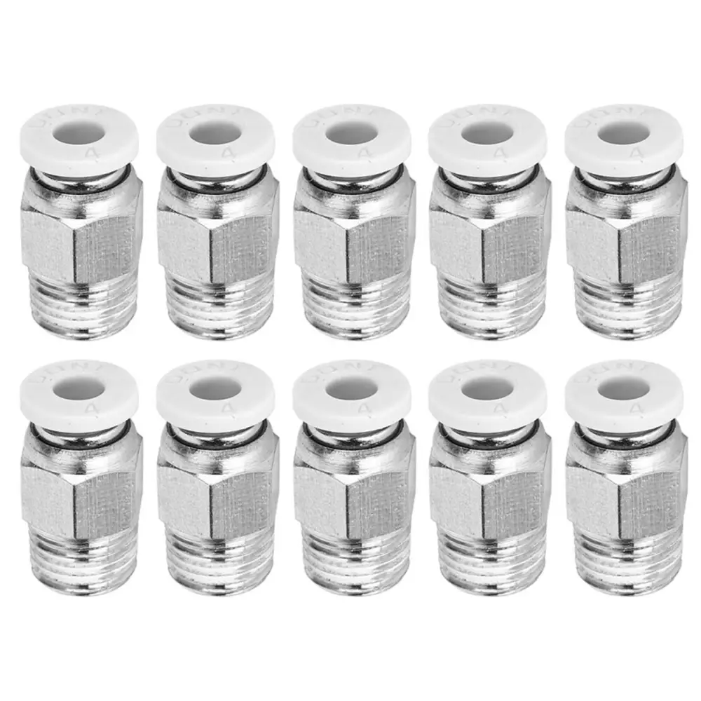 10Pcs Straight Pneumatic Fittings Silver M10 Thread 3D Printer Accessories PC4‑01