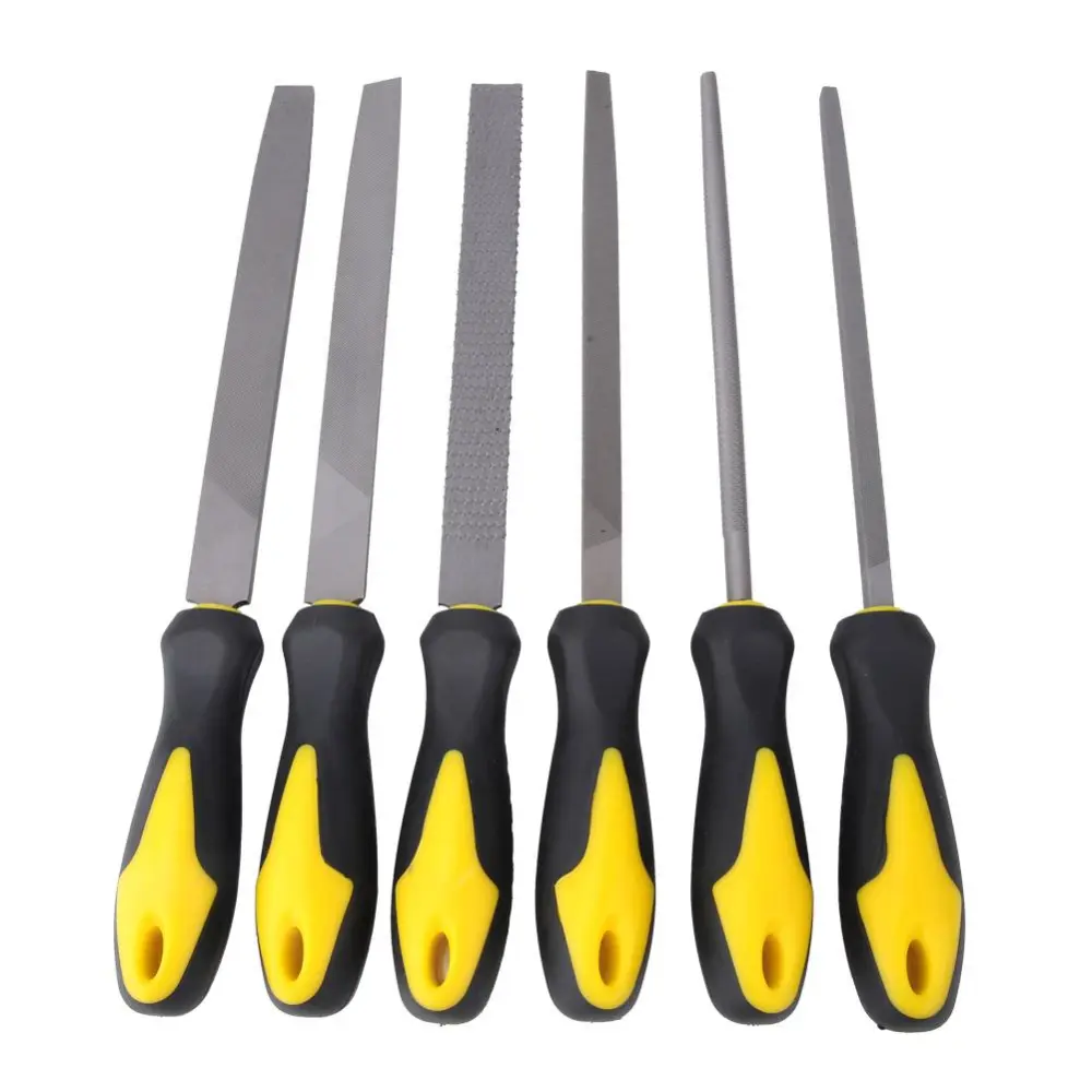 6pcs 8 Inch Wood File Rasp Set High Carbon Steel Hand Tool for Woodwork Metal Glass Ceramic