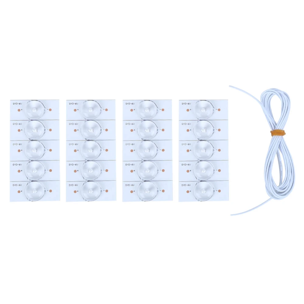 20PCs SMD Light Bead Fiberglass Board Optical Lens Filter with Line 6V for TV Repair20PCS