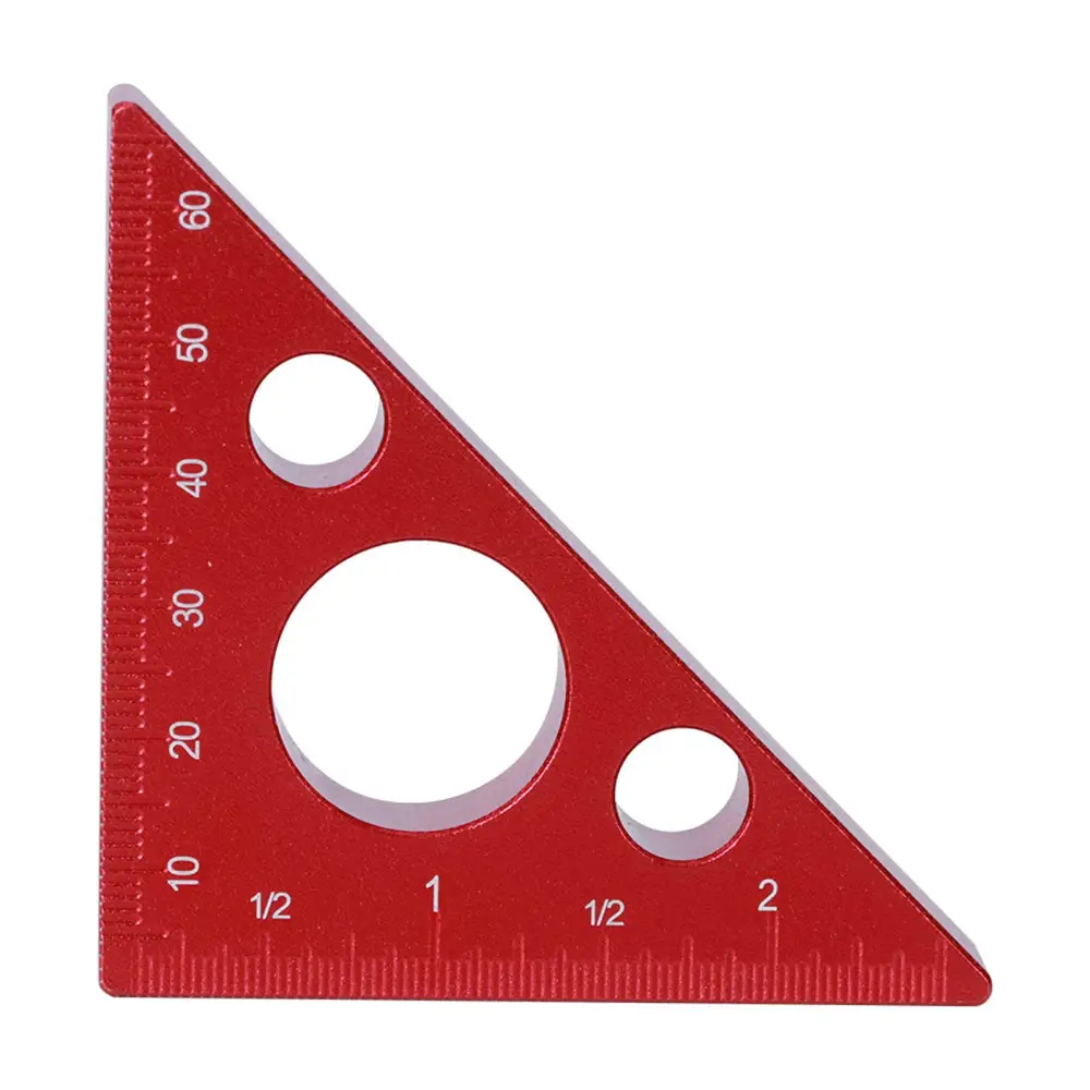 2in/6cm Right Angle Triangle Height Ruler Aluminum Alloy Woodworking Measuring Tool