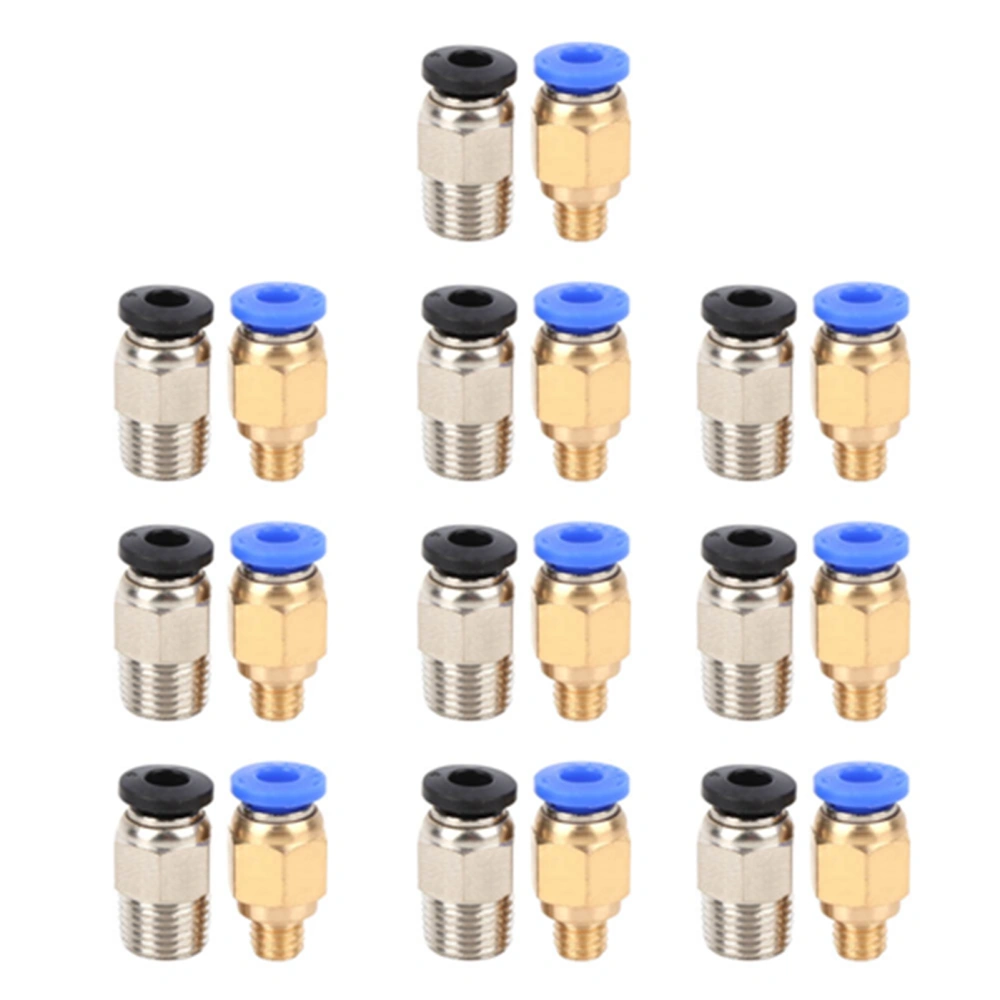 20Pcs Straight Pneumatic Fitting Push Connect for Bowden Ex 3D Printers PC4‑M10/PC4‑M6