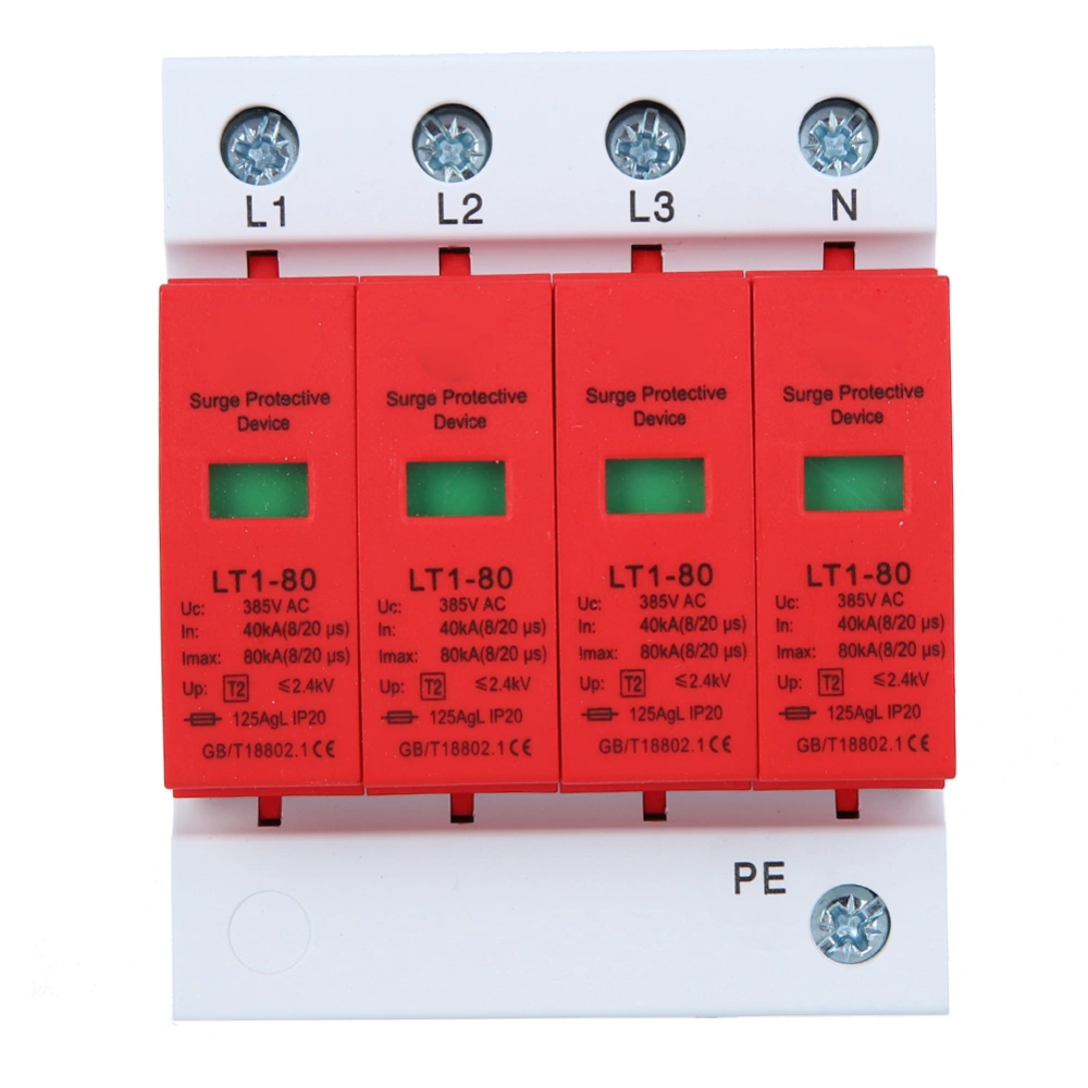 4P LT1‑80 Surge Protector 80ka Protection Module Appliances Low Voltage Arrester Red