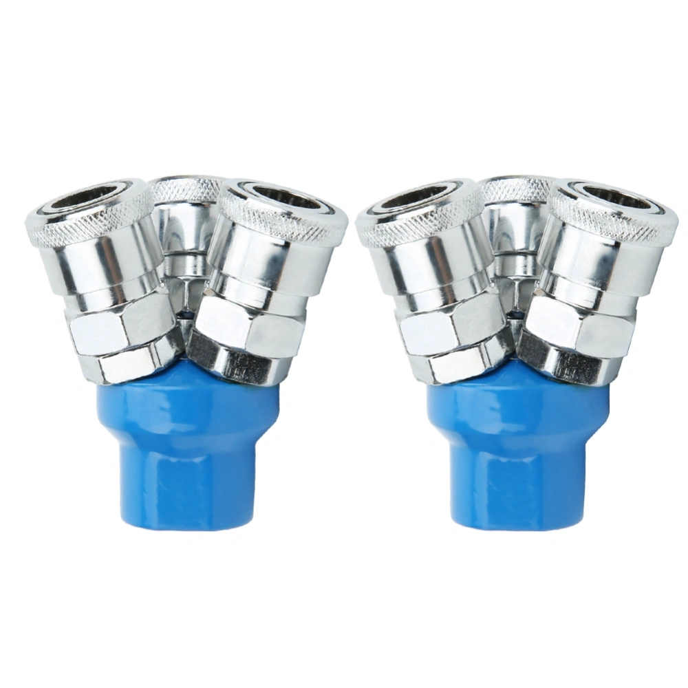 2Pcs 3 Way Quick Coupler Round Male Thread SMY Air Hose Connector Fittings Accessories