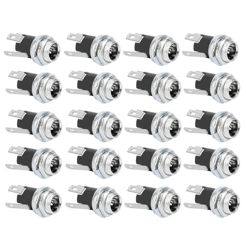 20Pcs DC Power Supply Female Jack Socket W/ 5.5x2.1MM Thread Nut Panel Mount Connector DC025M