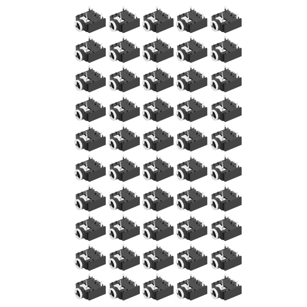 50Pcs 5Pin Stereo Headset Interior Socket Connector Mount Audio Jack PJ‑307 3.5mm