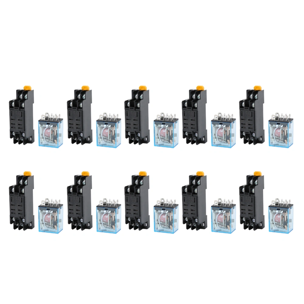 10 Sets 8 Pin Power Relay with Base AC220V Coil Universal Electrical Equipment Supplies