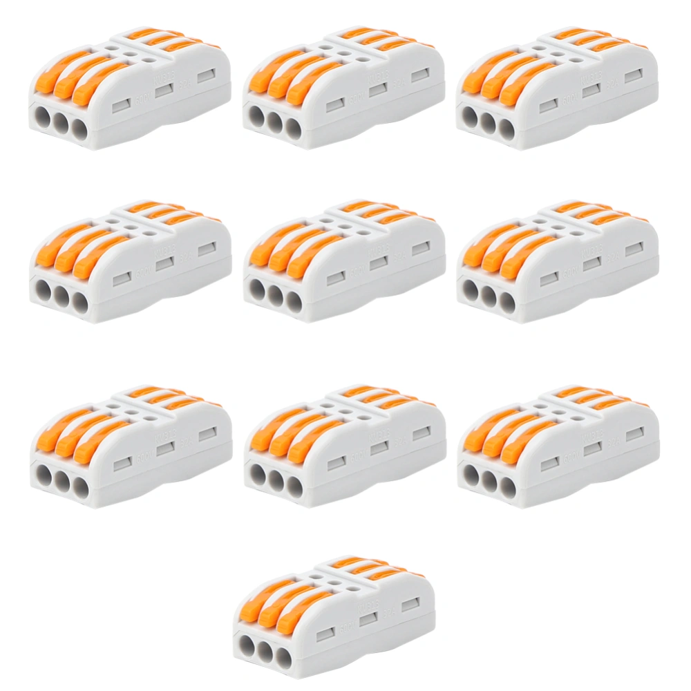 10Pcs 3P No Welding Press Type Terminal Wiring Terminal Connector for 28-14Awg Wire