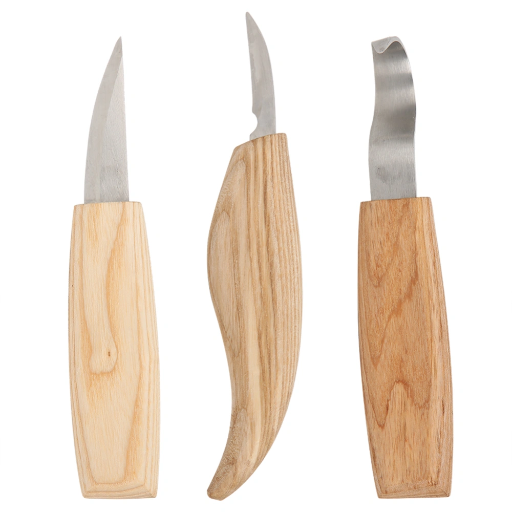 3PCS Wood Carving Knife Kit Woodworking Whittling Cutter Hook Knife Hand Tool