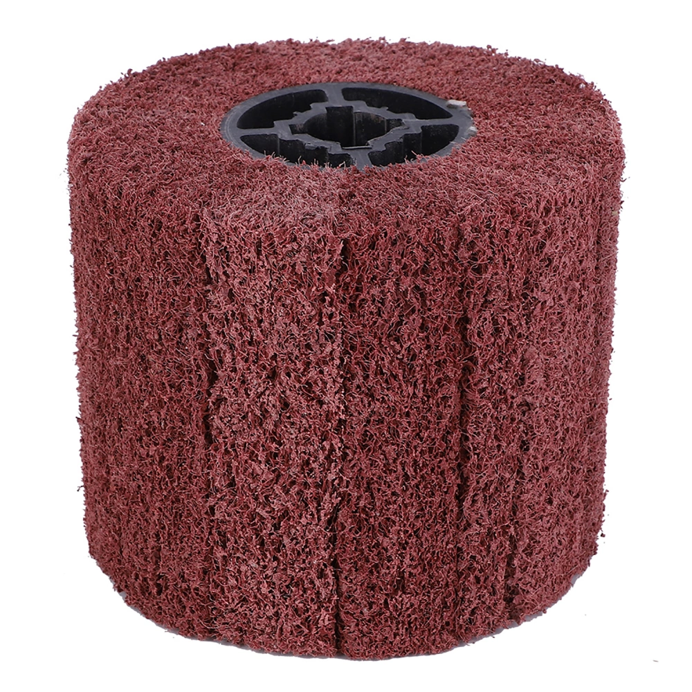 Wire Drawing Wheel Brush Drum Burnishing Cross Rubber Core Polishing Buffer Wheel for Stainless Steel Aluminum Iron80 Grit