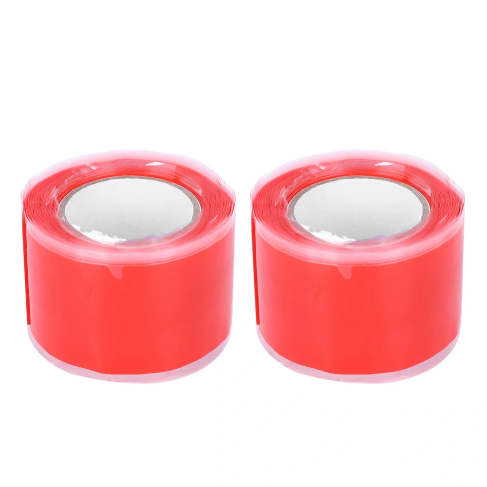 2Pcs 0.5mmx25mmx1.5m Red High Temperature Resistant Flame Retardant Silicone Self Adhesive Tape