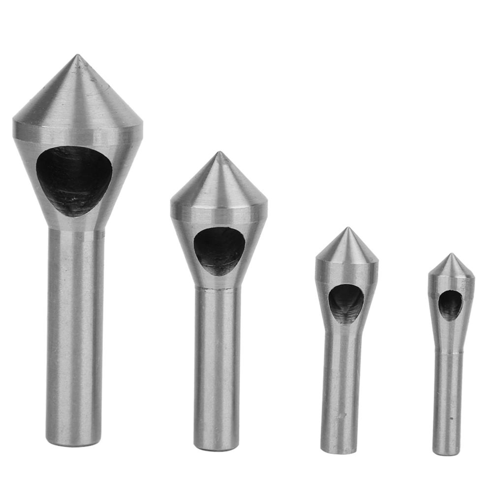 4Pcs Chamfering Device Single Inclined Hole Chamfer Cutter Deburring Drill 90 DegreesSilver