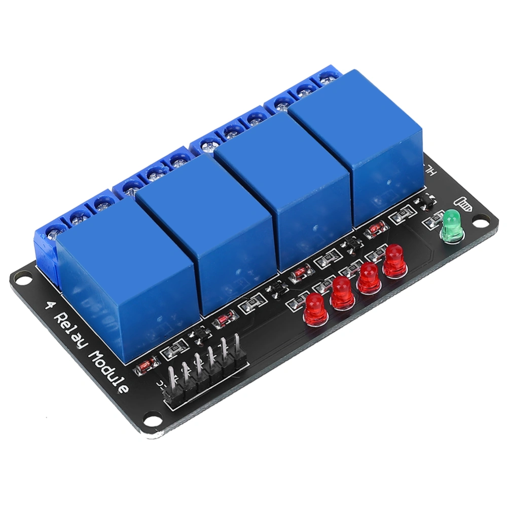 4-Way Relay Module Low Level 3V Black Plate with Indicator Light for Home Appliance Control