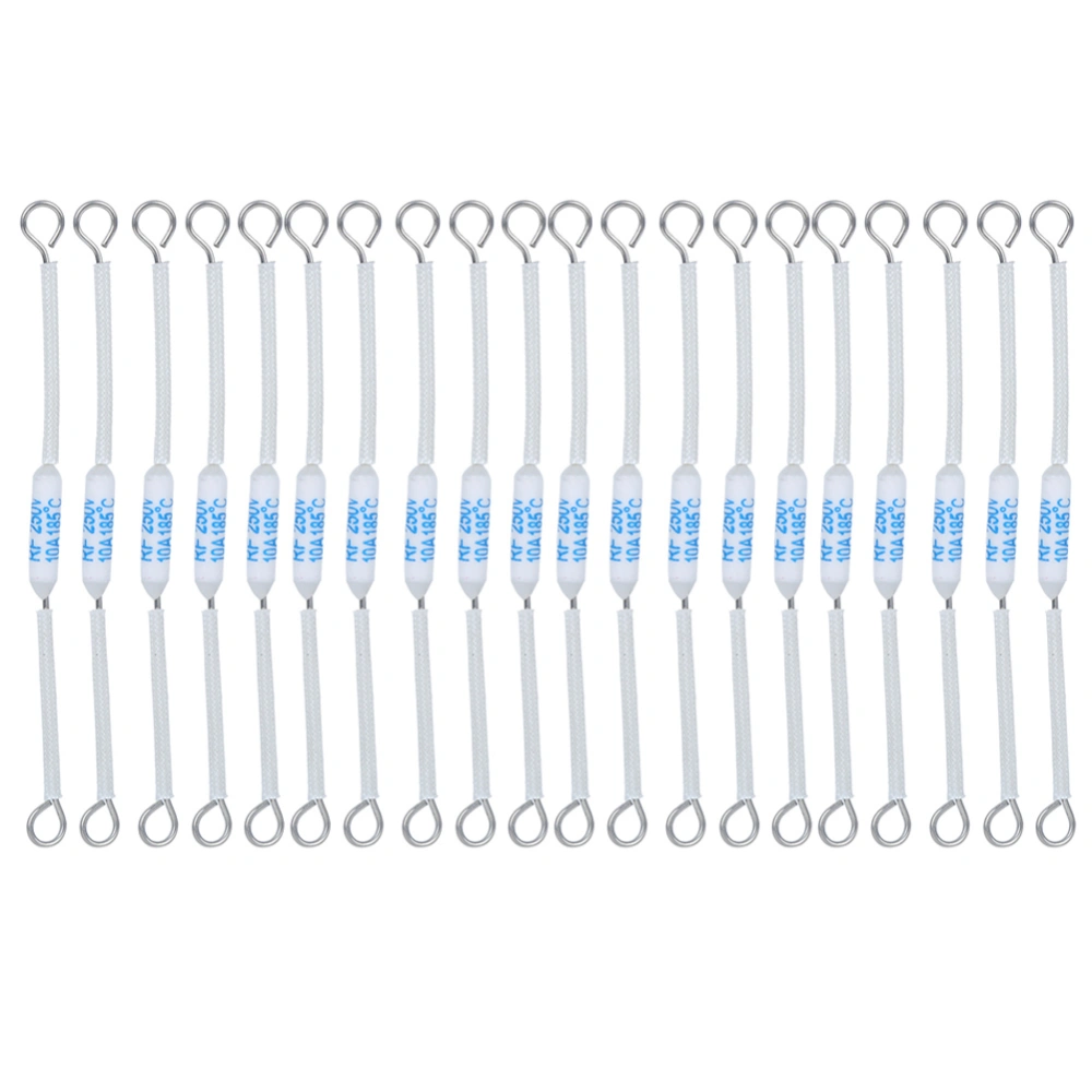 20pcs 250V 10A RF Ceramic Fuse Cut Off Temperature Thermal Fuse for Appliances(90mm / 3.5in 185℃)