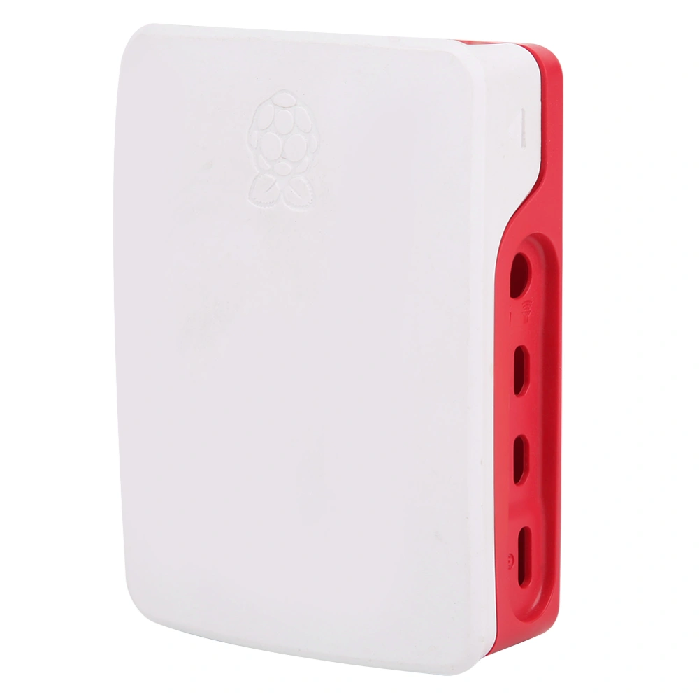 ABS Case Protective Shell Snap In Slot Accurate Hole Corrosion Resistance for Raspberry Pi 4B(White Red )