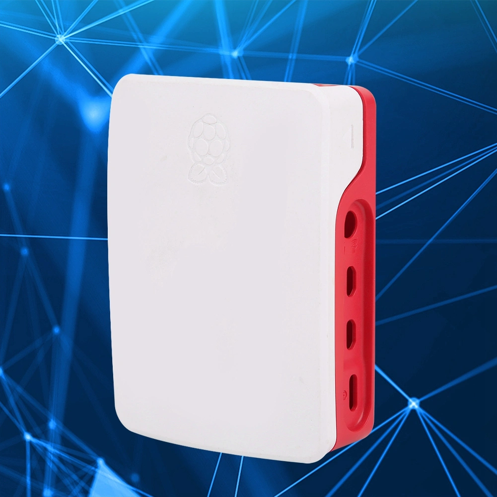 ABS Case Protective Shell Snap In Slot Accurate Hole Corrosion Resistance for Raspberry Pi 4B(White Red )