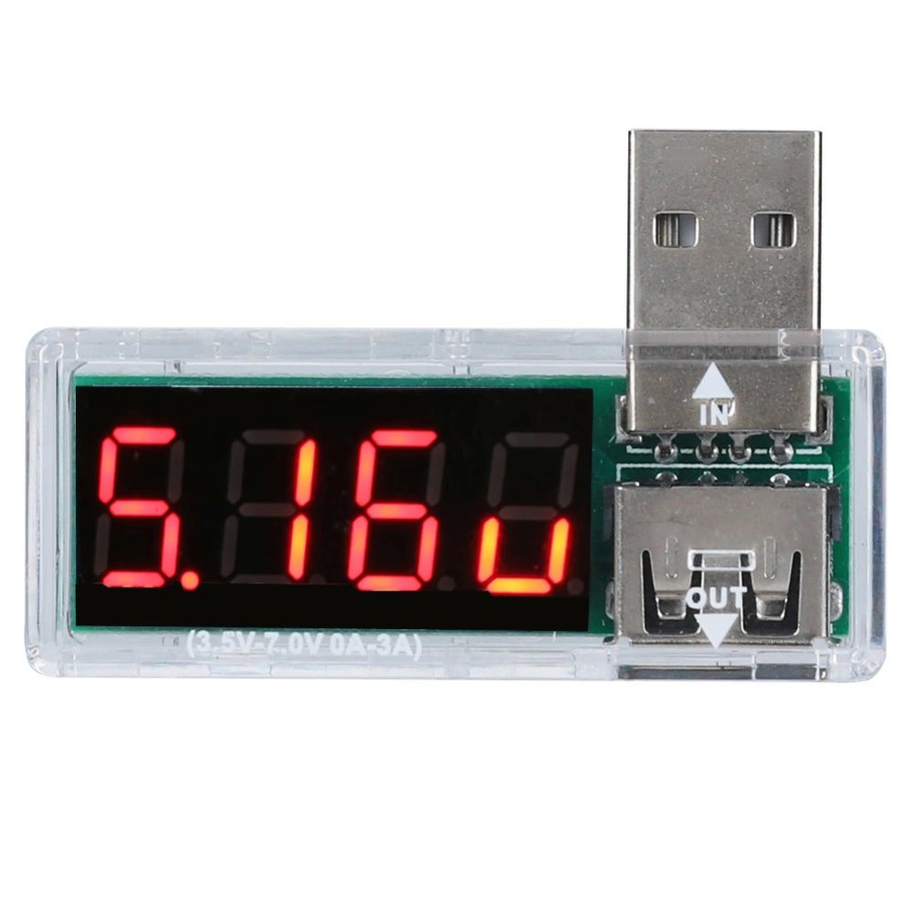 2PCs USB Detector Current Voltage Tester Voltmeter Ammeter Portable for Mobile Phone ChargersWhite