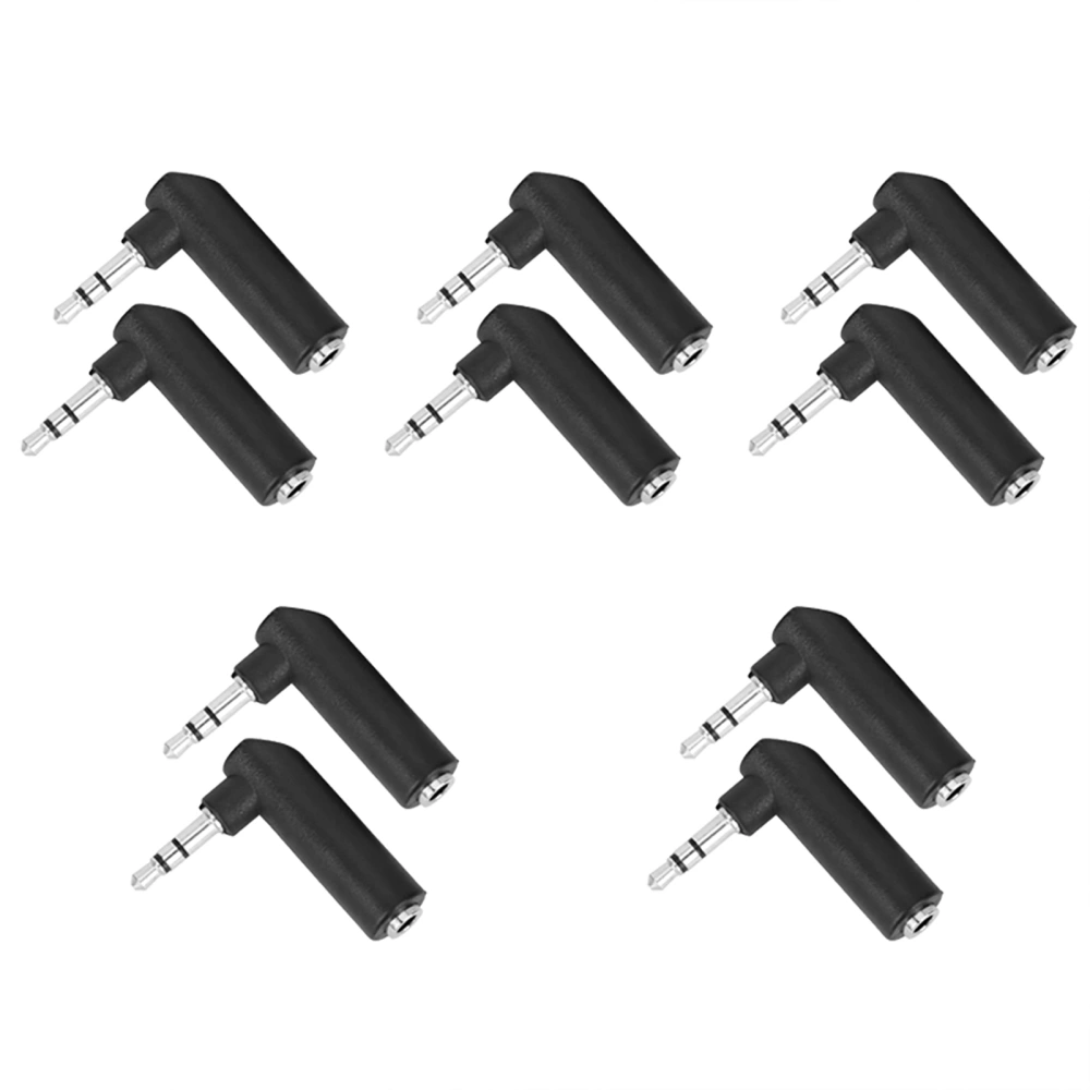 10Pcs 90 Degrees 3.5mm Male to 3.5mm Female Adapter Connector for Stereo Headphone Earphone