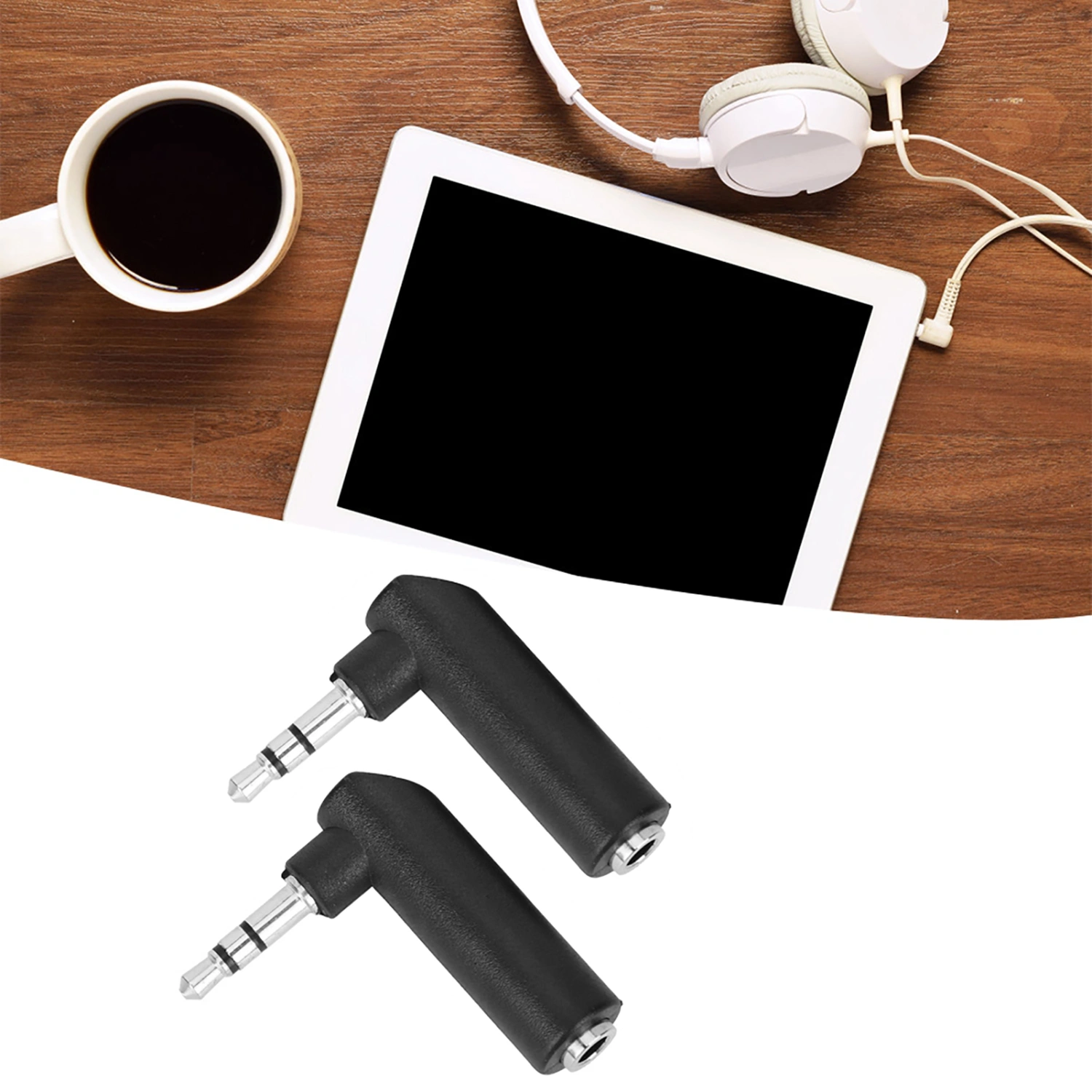 10Pcs 90 Degrees 3.5mm Male to 3.5mm Female Adapter Connector for Stereo Headphone Earphone