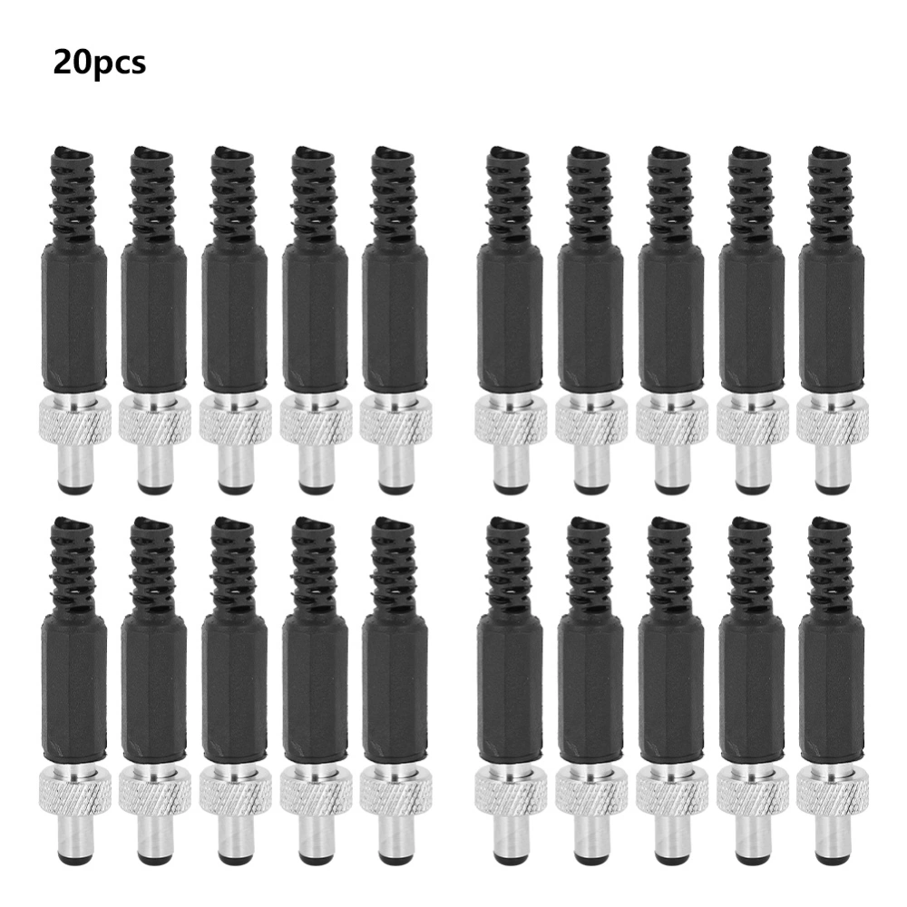 20Pcs DC Male Power Plug with Lock Plastic Metal 5.5x2.1mm for Audio Media Players