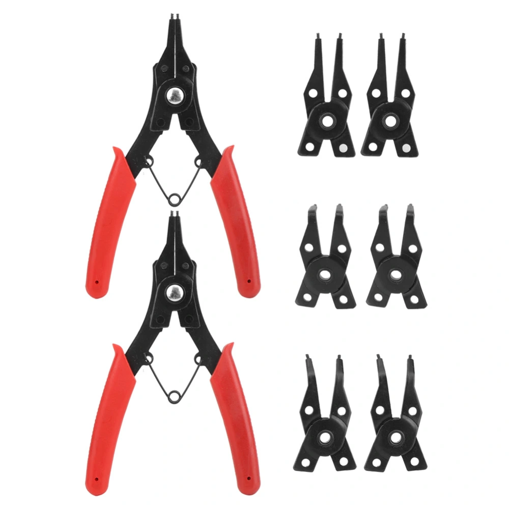 2Pcs Multifunctional 4 in 1 Premium Steel Circlip Plier Snap Ring Pliers Combination Set with Heads Tool