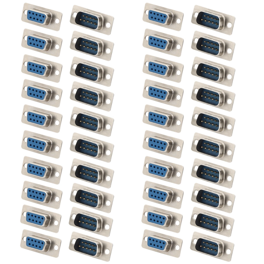 40PCs RS232 Connector DB9 Core Female Blue Monitor Plug Socket Industrial Accessory