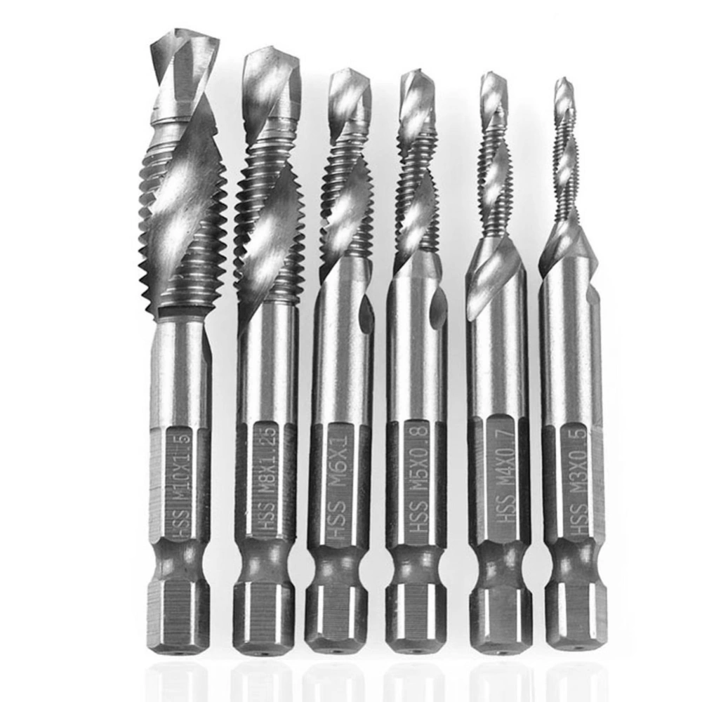 6PCs Hex Shank Screw Tap Drilling Tapping Tools Metric Industrial Accessory for Screw Machine6PC Metric 4341 Composite Tap