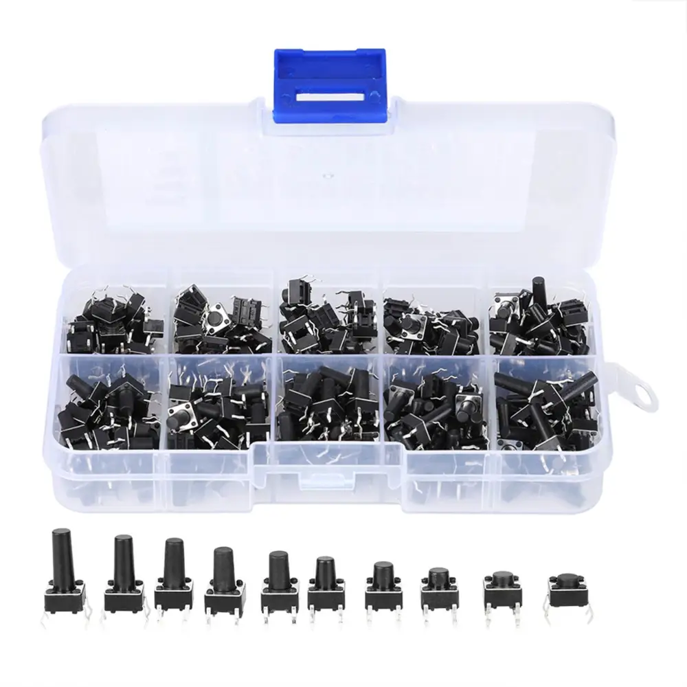 200PCs Tact Switch Kit Industrial Accessory Hardware Parts 10W Flick Interrupter Kits200PCs