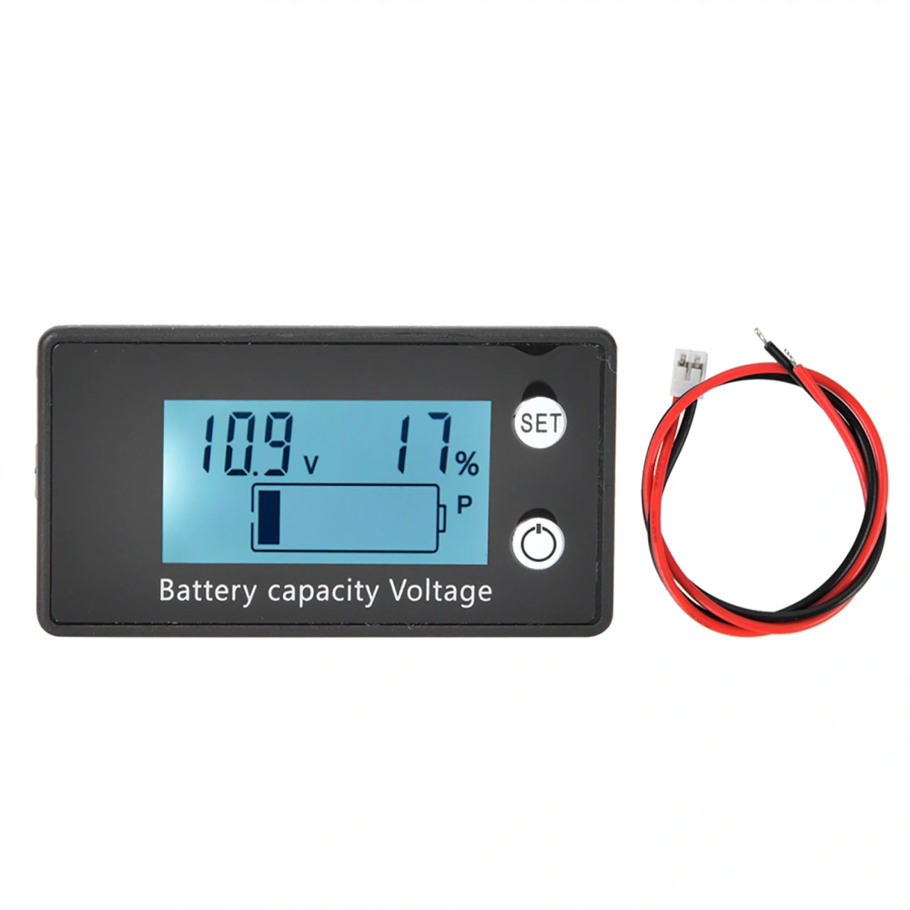 LCD Digital Voltmeter Medium Portable Battery Voltage Equipment Industrial Tool DC 10-100V((10-100V) White Alarm Temperature )